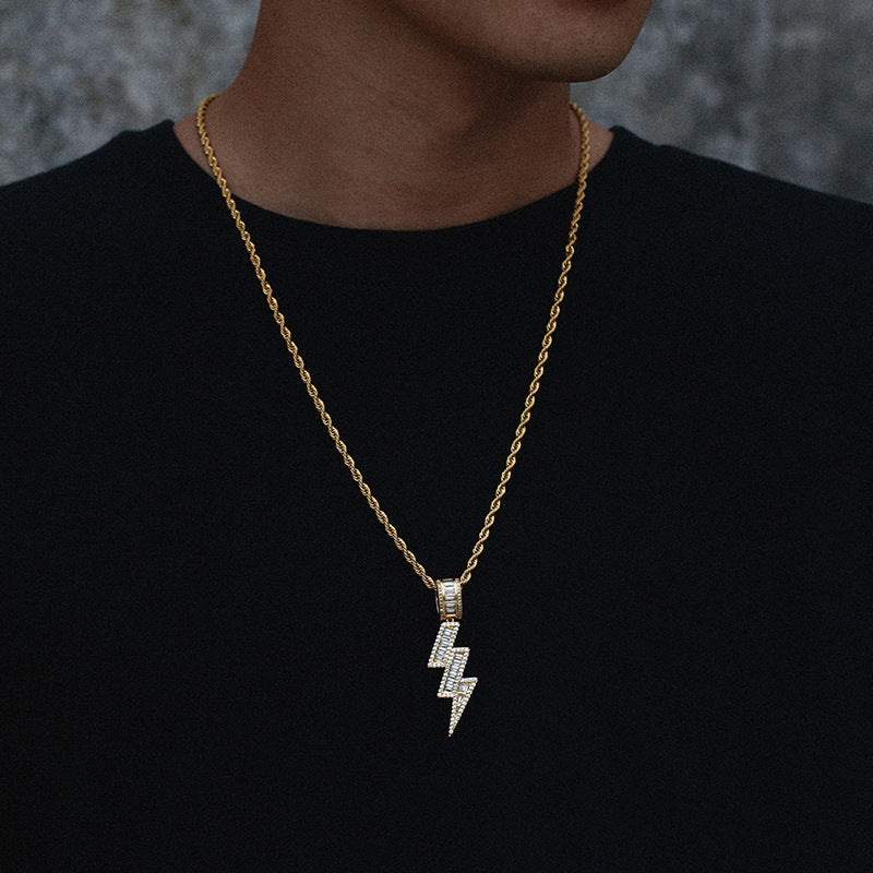 Iced Baguette Lightning Pendant