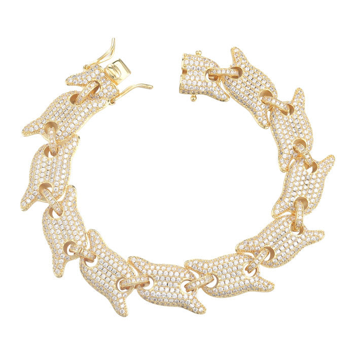 Spiked Iced out Gucci Link Bracelet