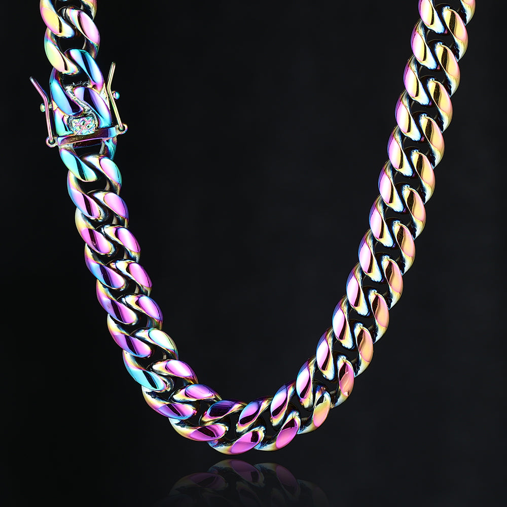 12MM Rainbow Miami Cuban Link Chain