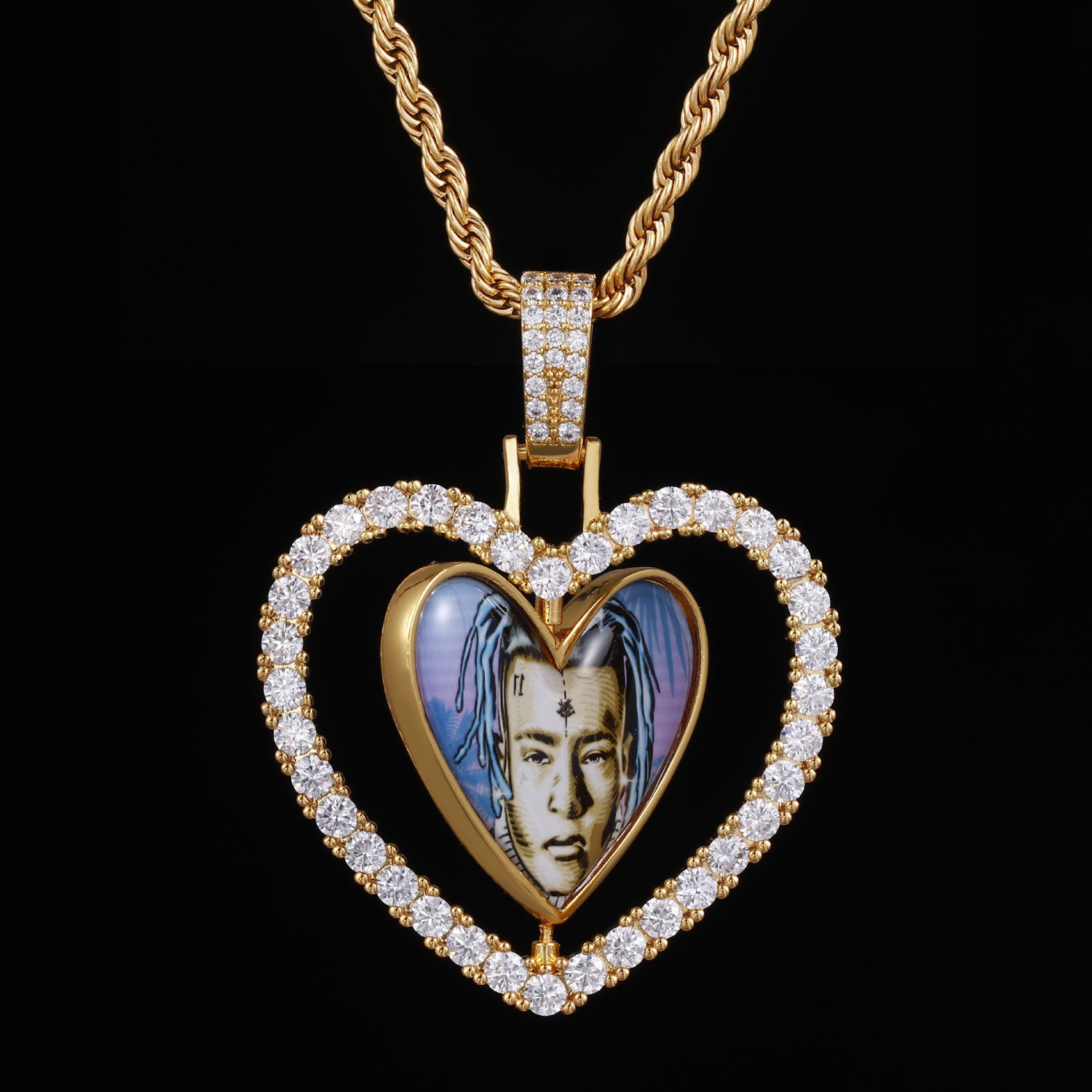 Custom 3D Spinning Heart Photo Pendant