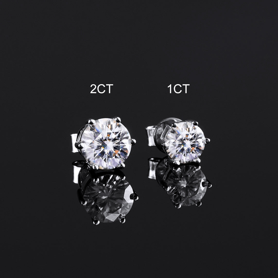 S925 Round Cut Moissanite Earrings