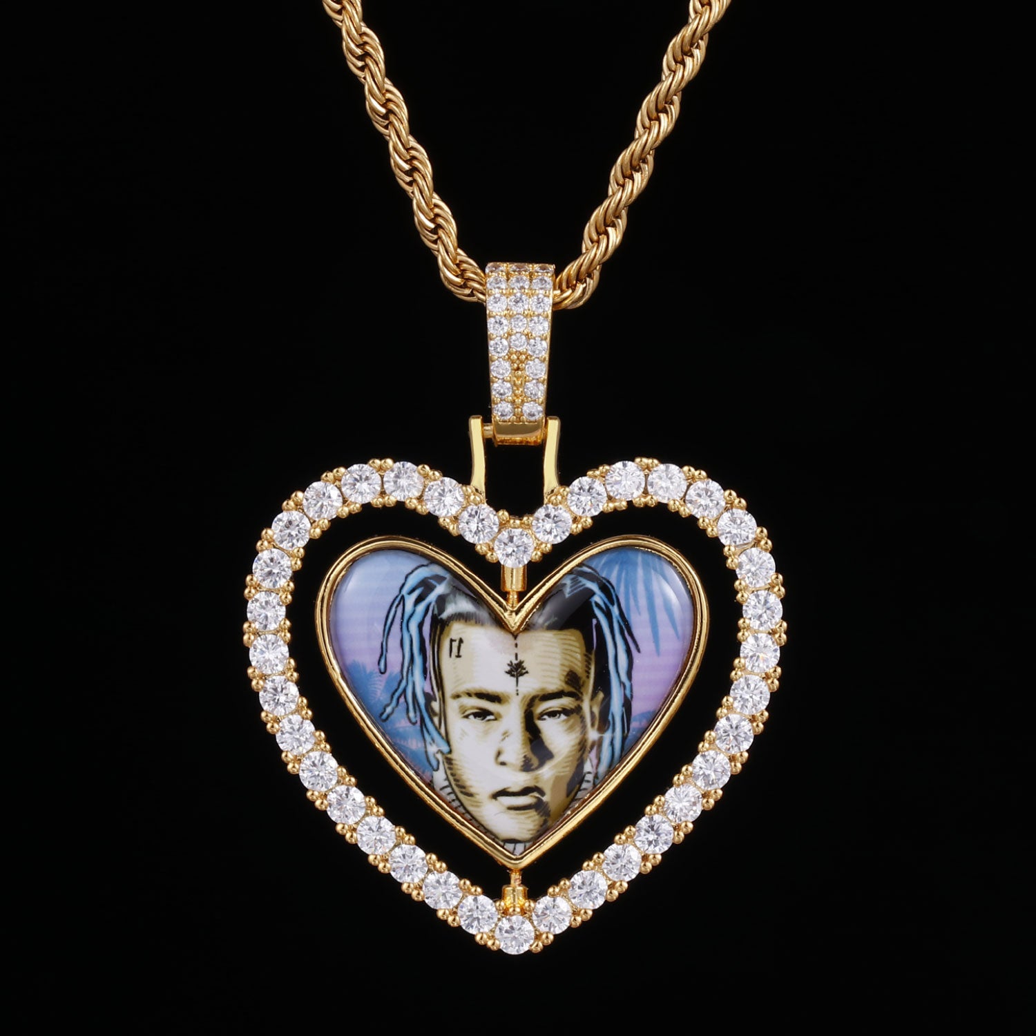 Custom 3D Spinning Heart Photo Pendant