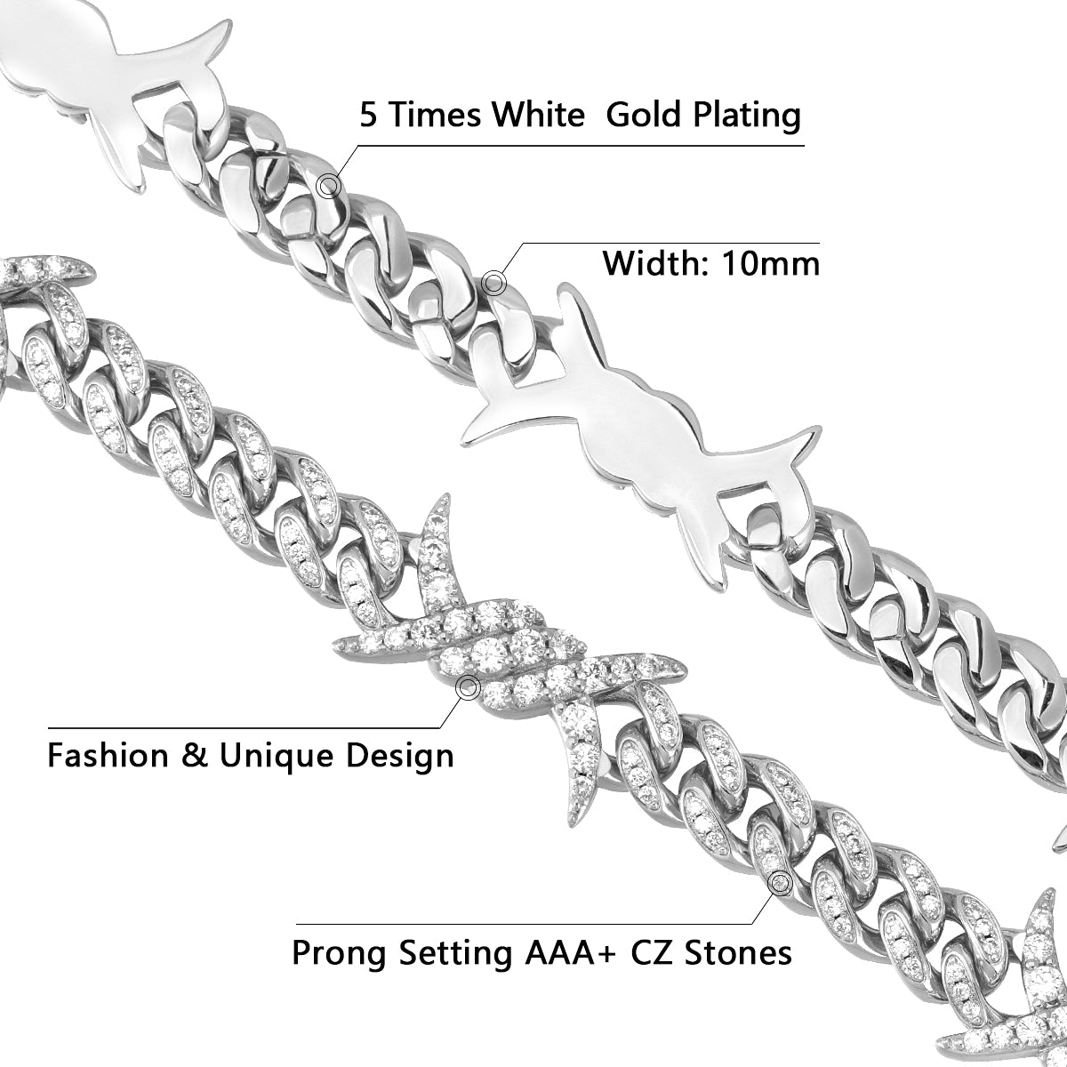 Barb Wire Cuban Link Bracelet