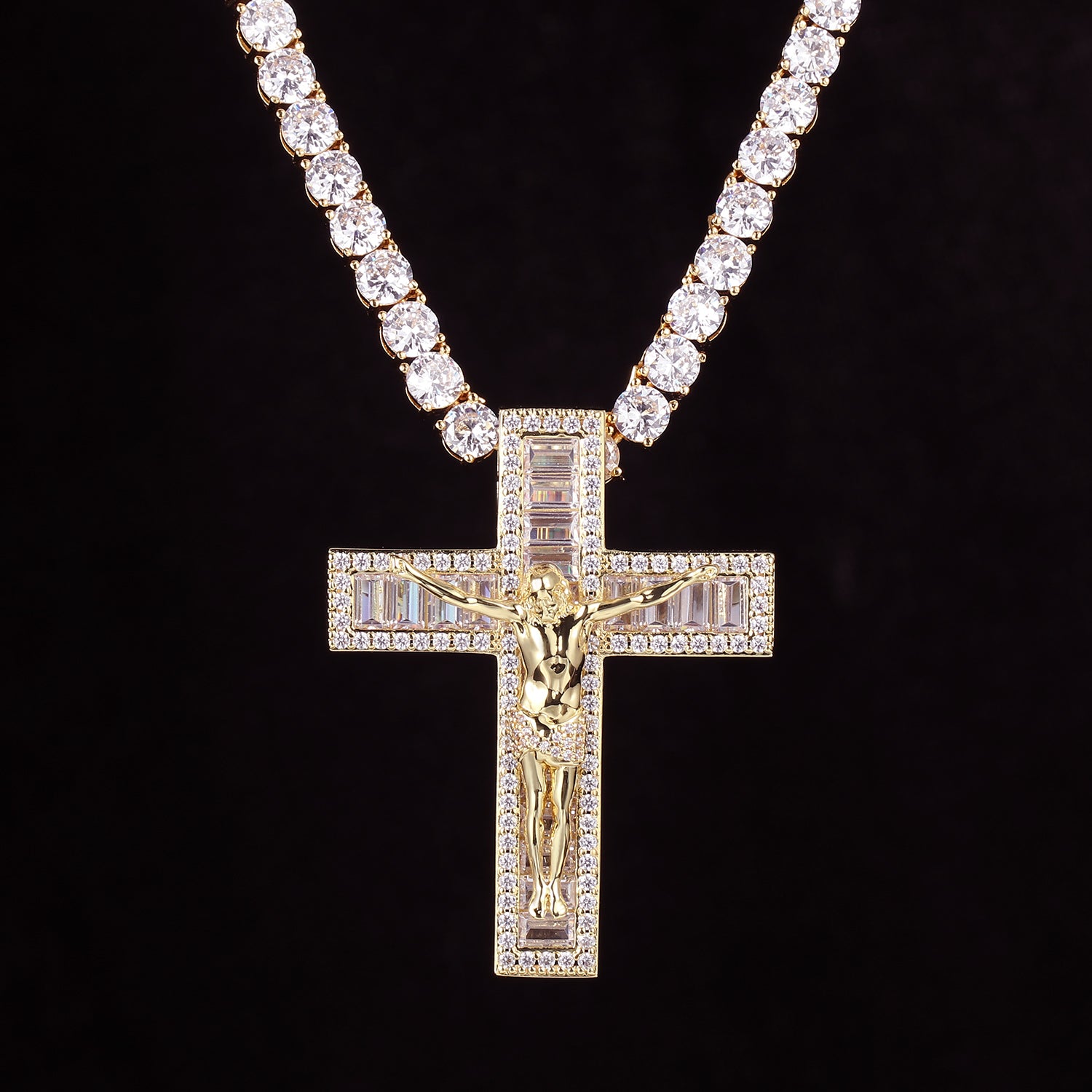 Jesus Baguette Cross Pendant