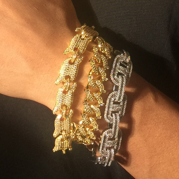 Spiked Iced out Gucci Link Bracelet