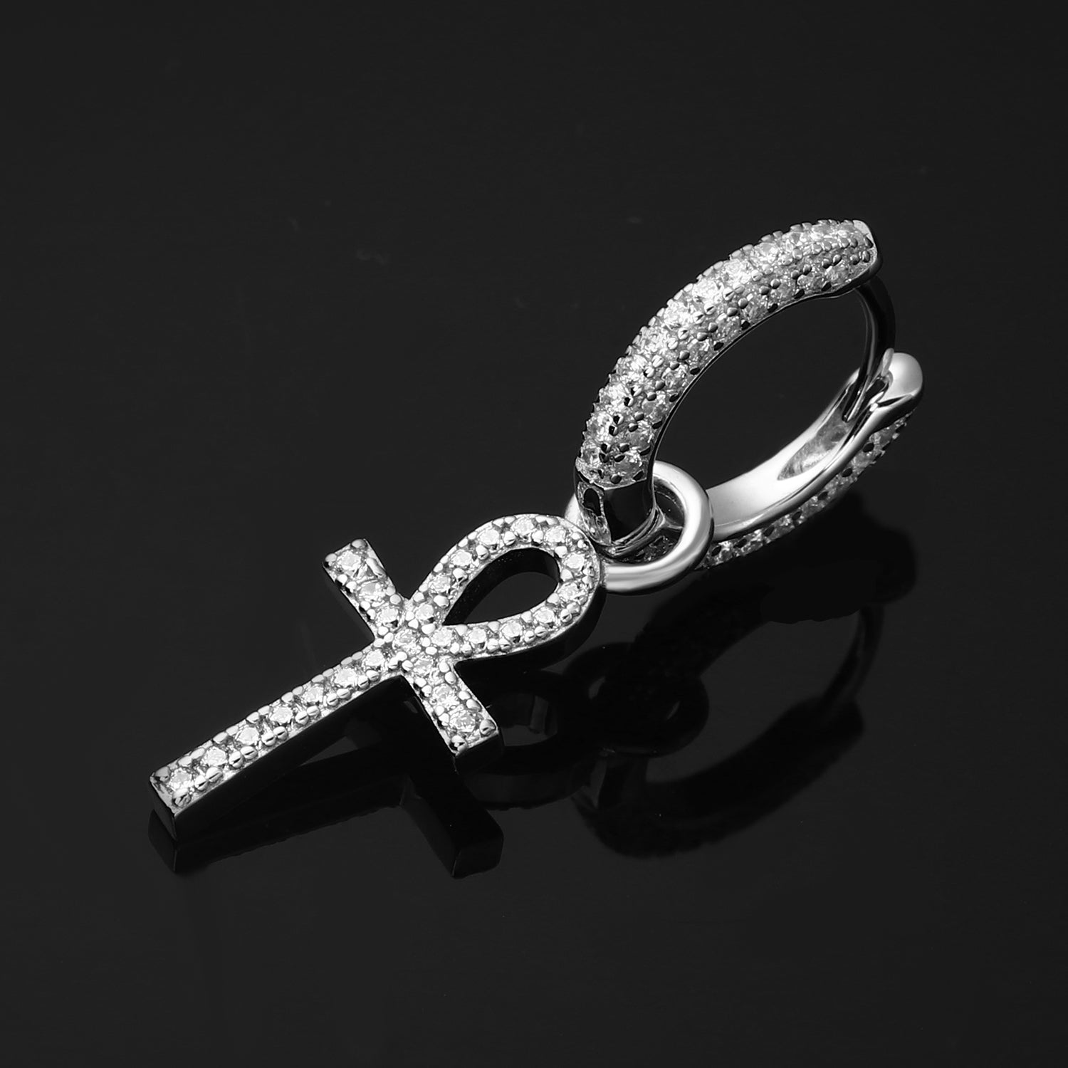 Iced Ankh Cross Earrings