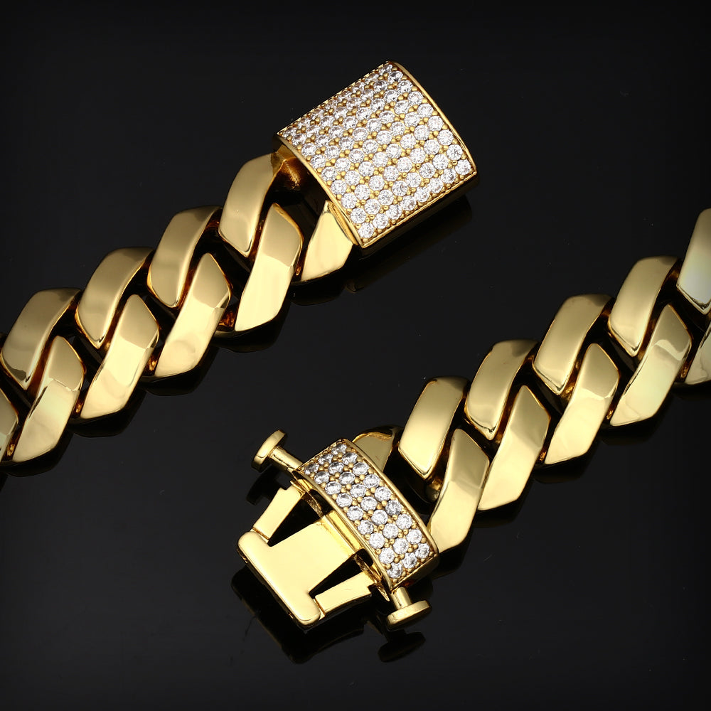 15MM Mens Miami Cuban Link Bracelect