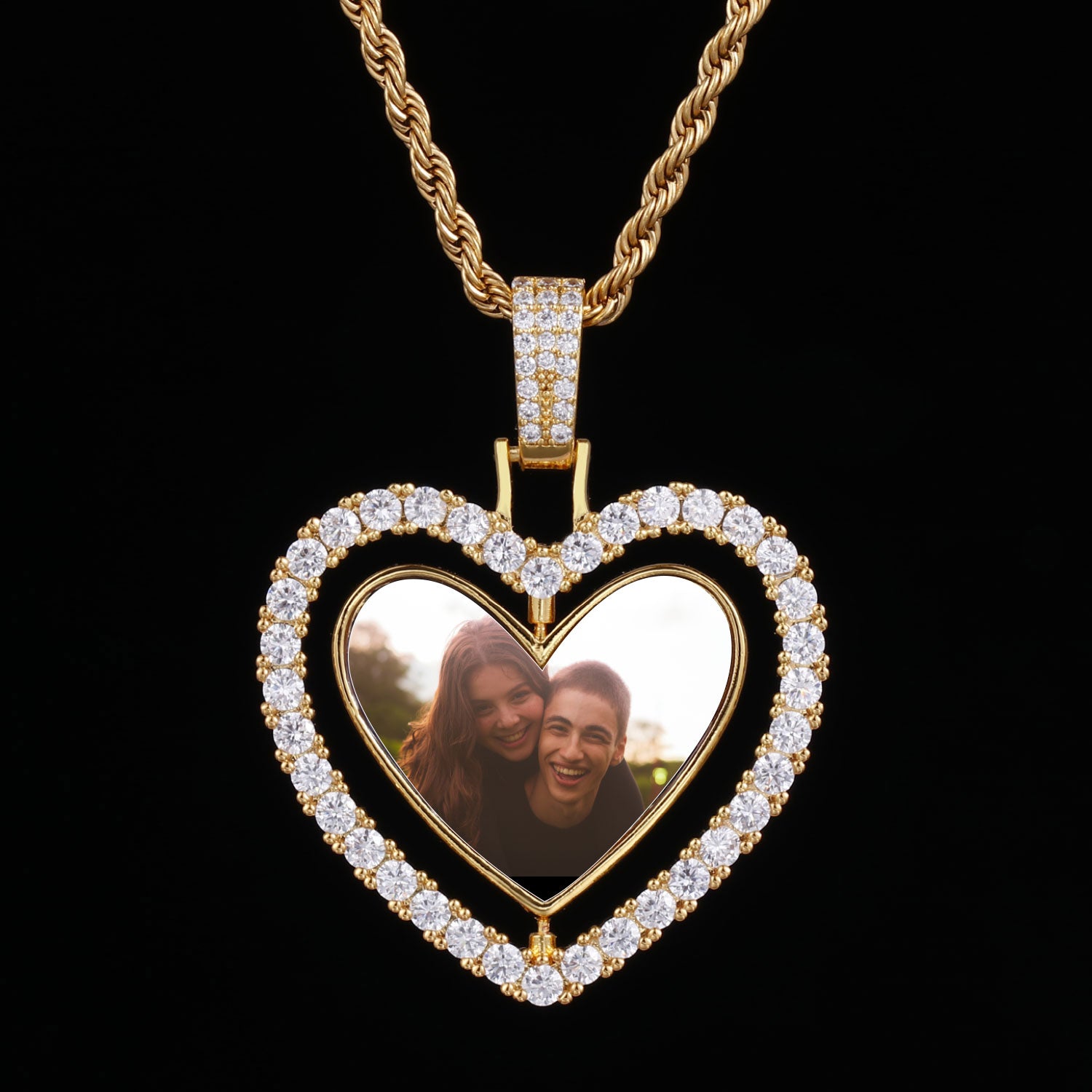 Custom 3D Spinning Heart Photo Pendant