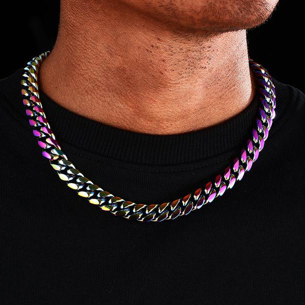 12MM Rainbow Miami Cuban Link Chain