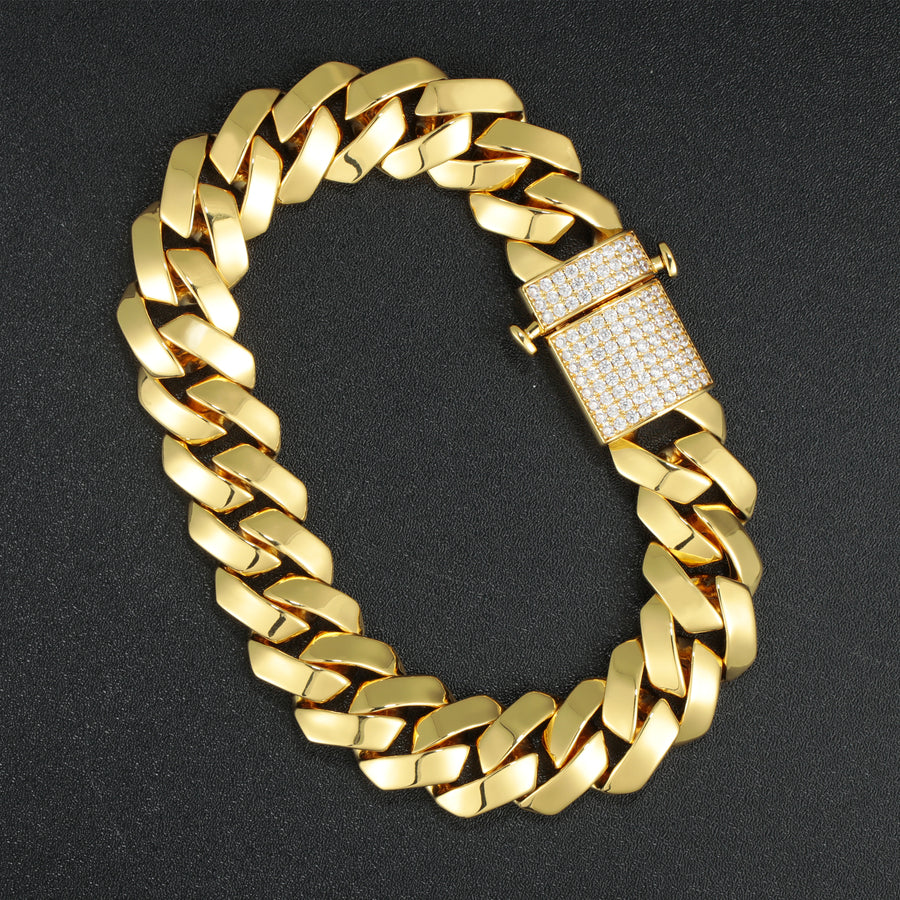 15MM Mens Miami Cuban Link Bracelect