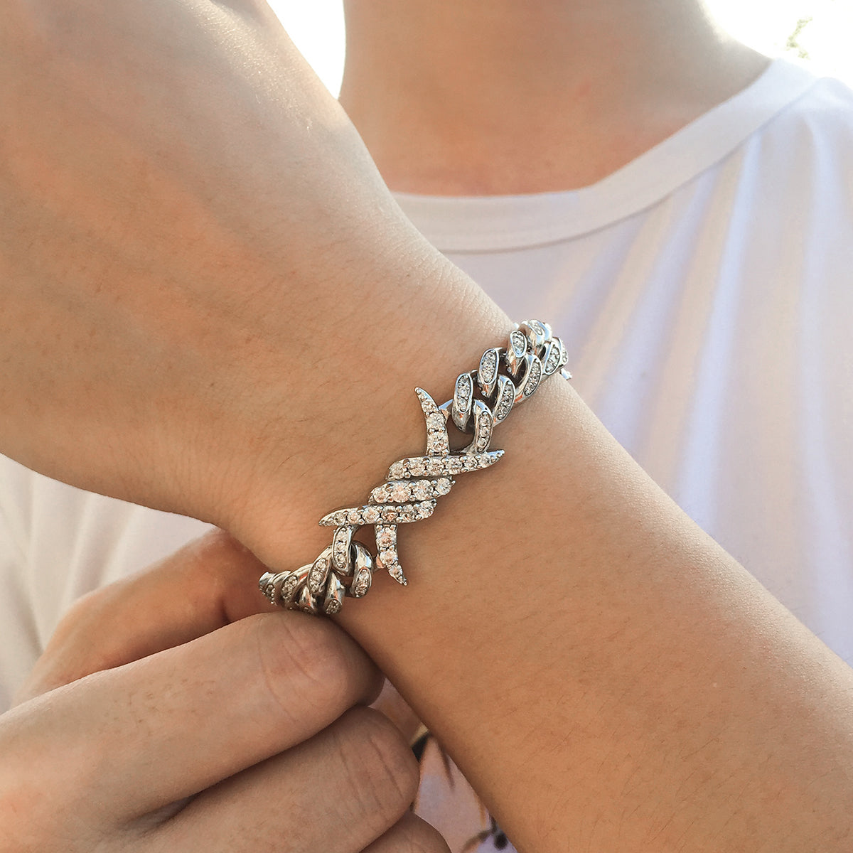 Barb Wire Cuban Link Bracelet