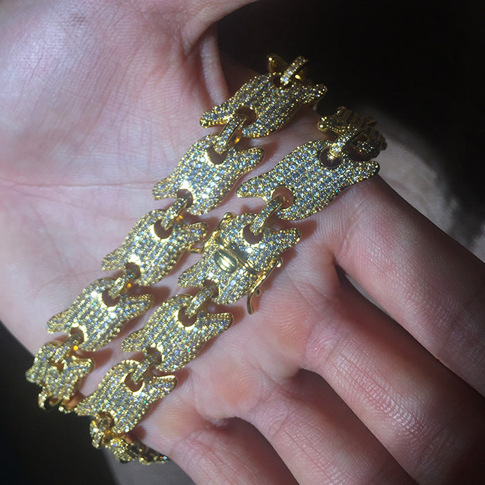 Spiked Iced out Gucci Link Bracelet