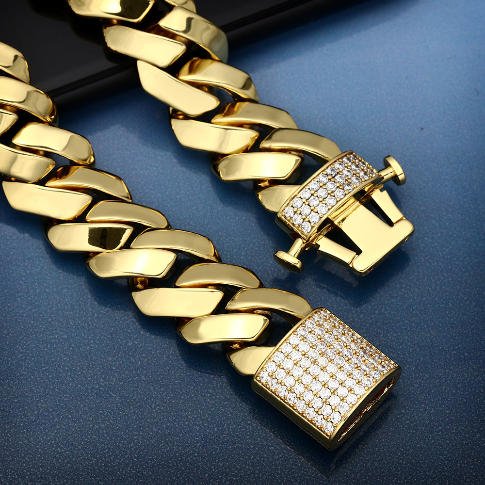 15MM Mens Miami Cuban Link Bracelect