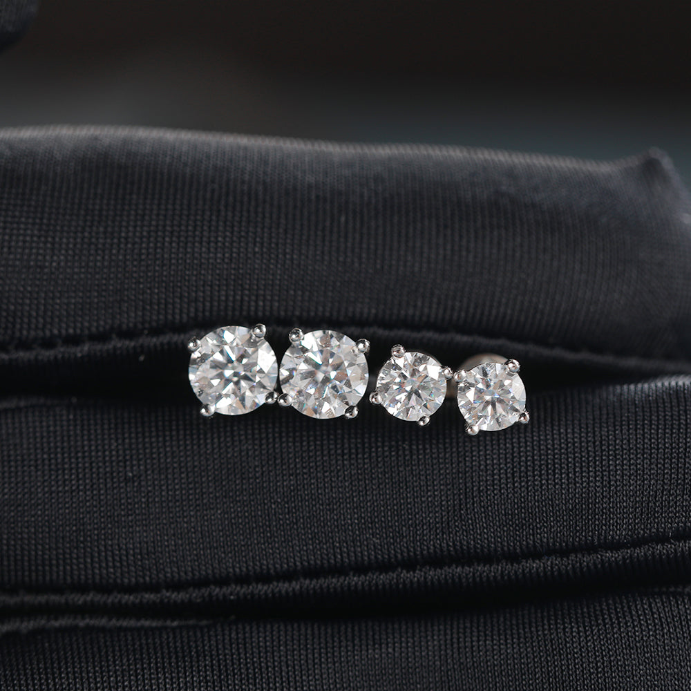 S925 Round Cut Moissanite Earrings- 1-2CT Total