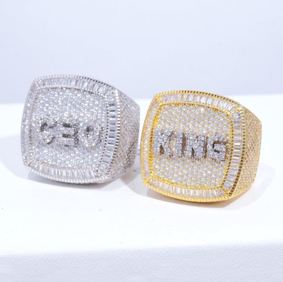 3D lced Out Rings Custom Letter