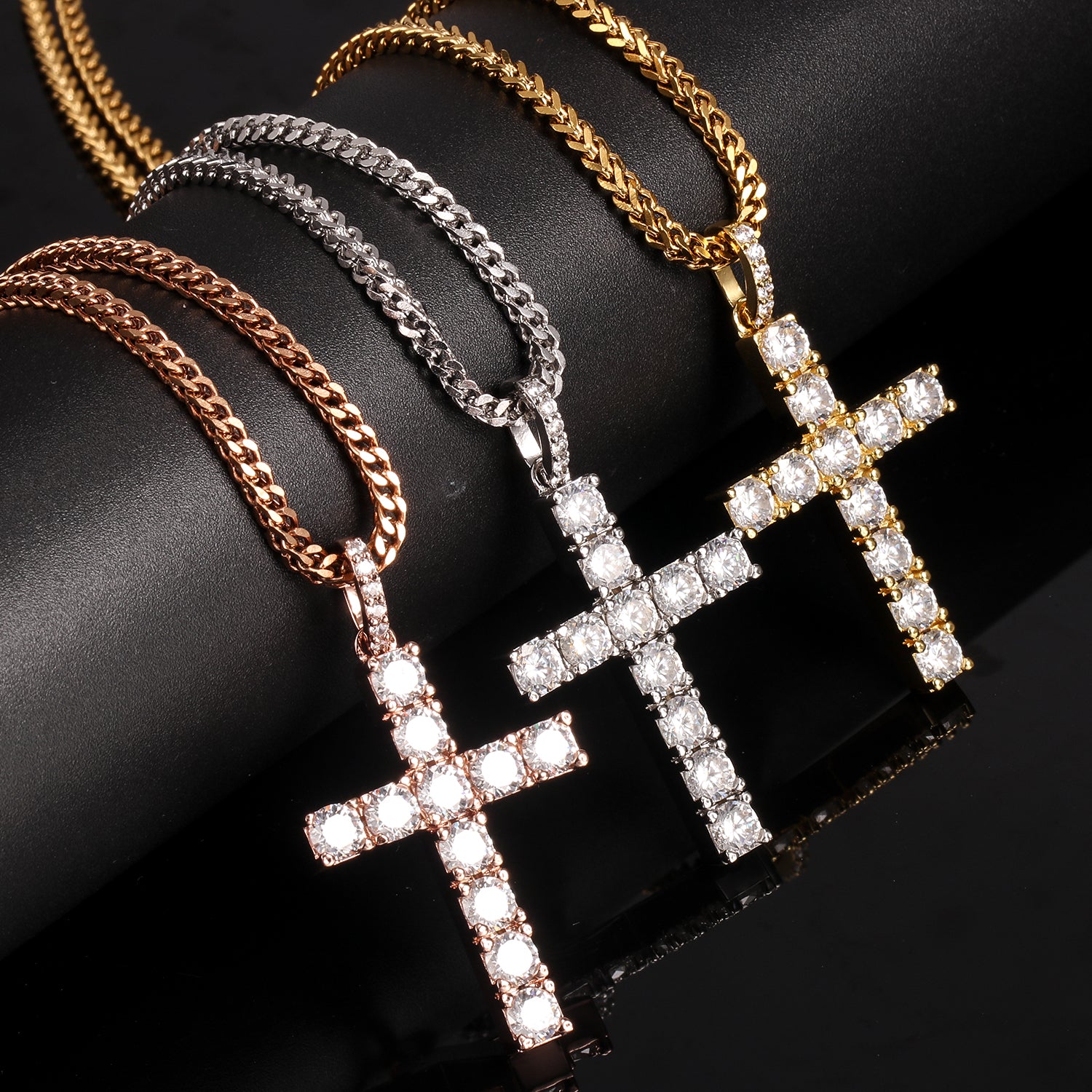 Iced Tennis Cross Pendant
