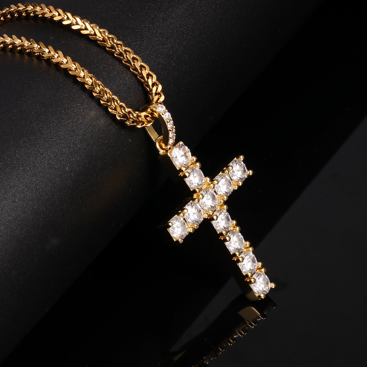 Iced Tennis Cross Pendant
