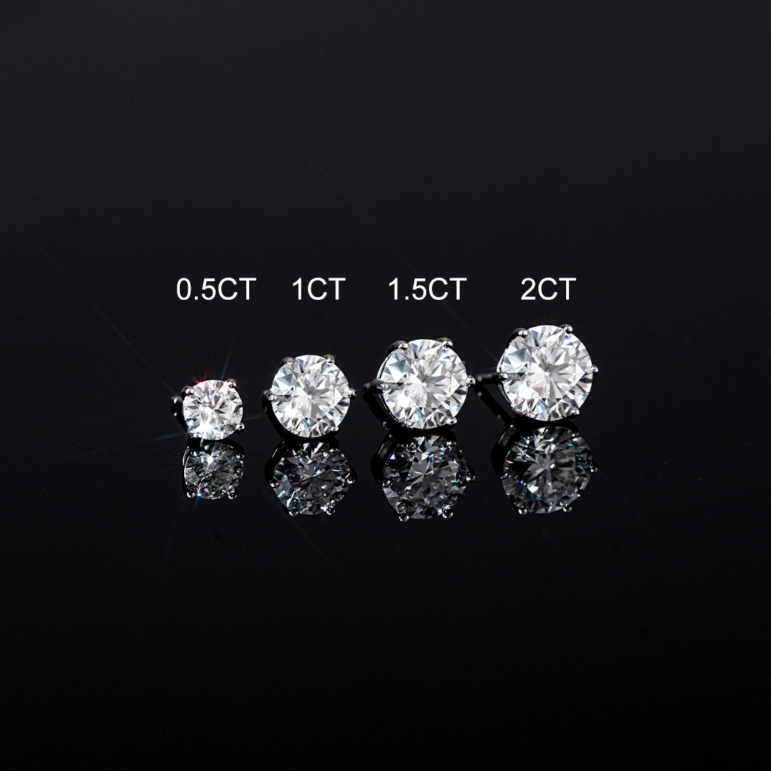 S925 Round Cut Moissanite Earrings