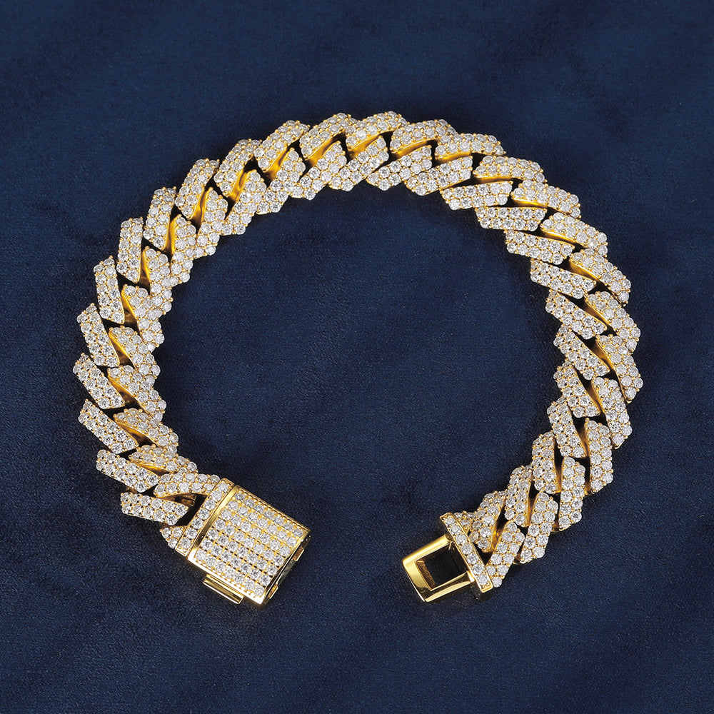 12MM S925 Moissanite Prong Cuban Bracelet