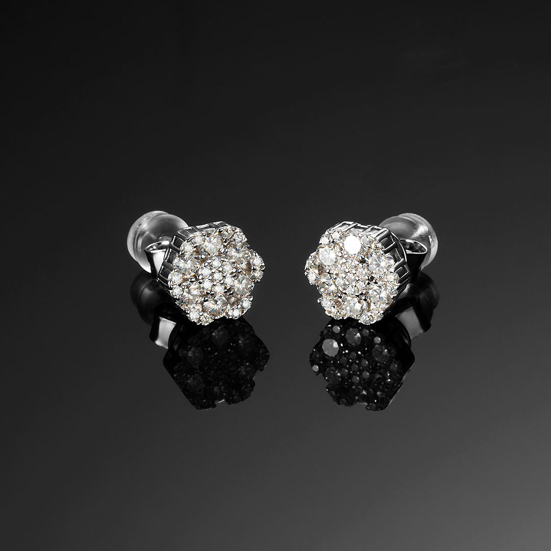 S925 Moissanite Cluster Hexagon Earrings