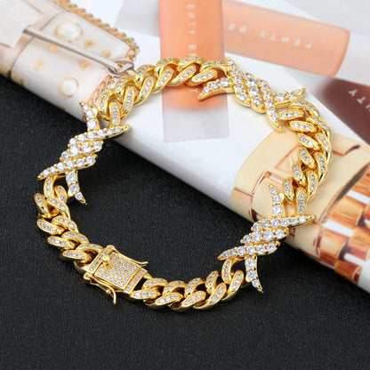 Barb Wire Cuban Link Bracelet