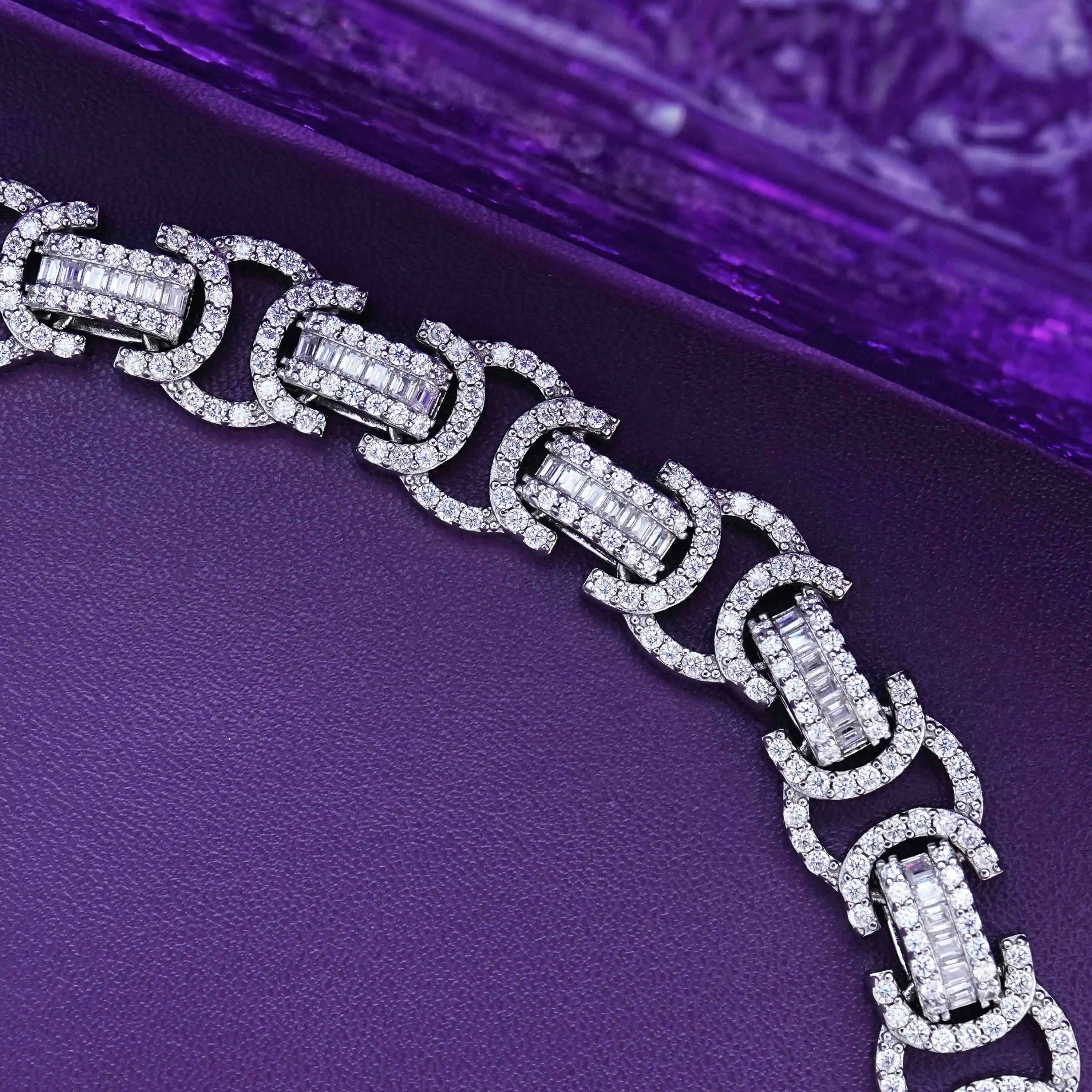 S925 Moissanite 12MM Byzantine Iced Chain