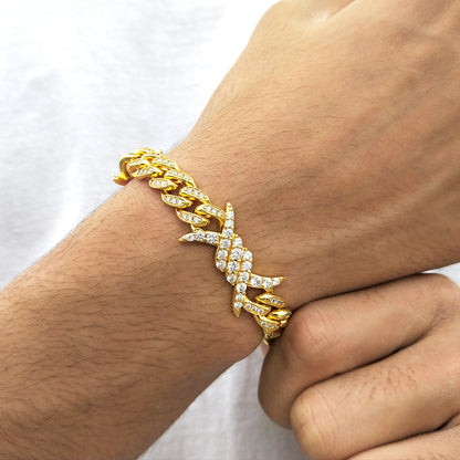 Barb Wire Cuban Link Bracelet