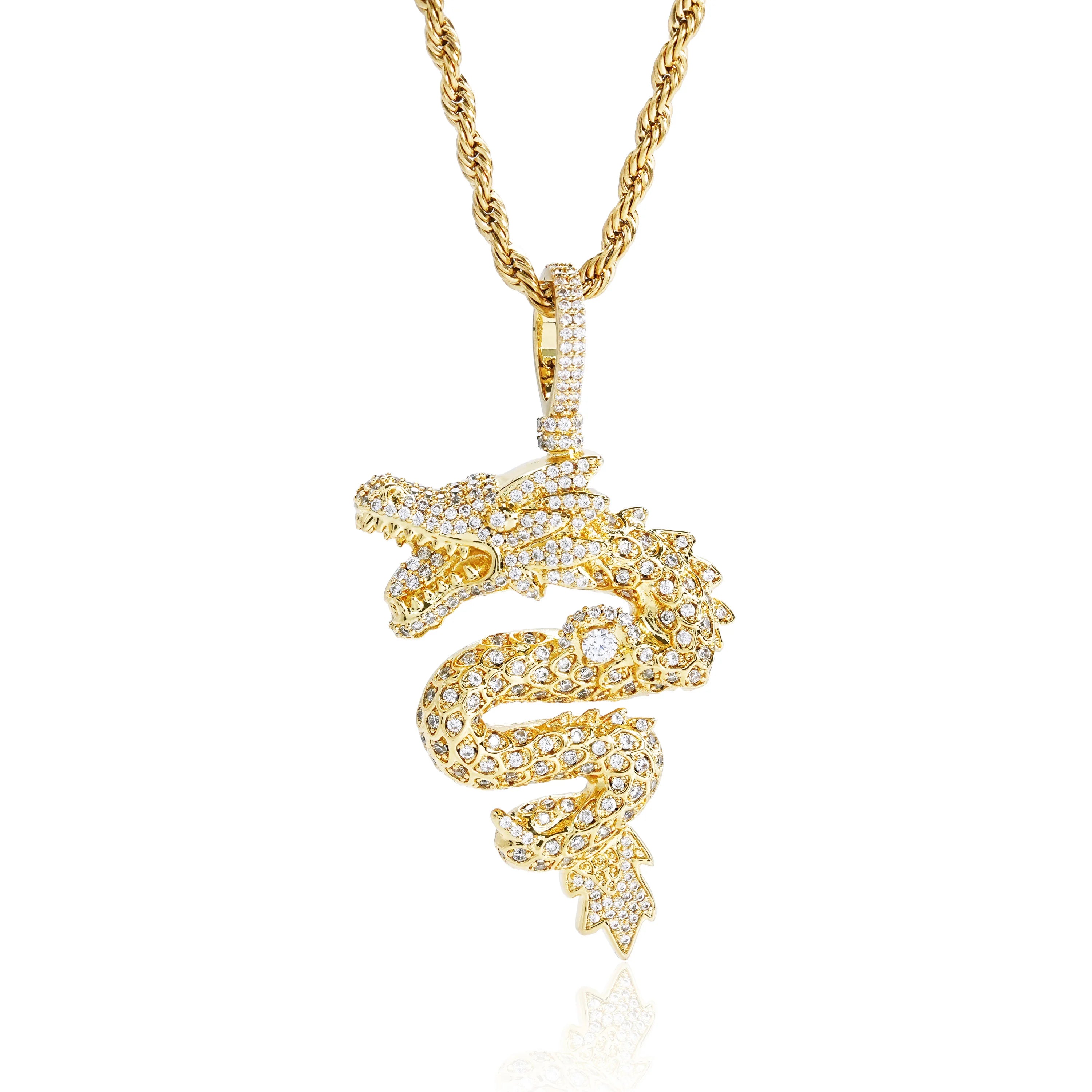 Iced Chinese Dragon Pendant