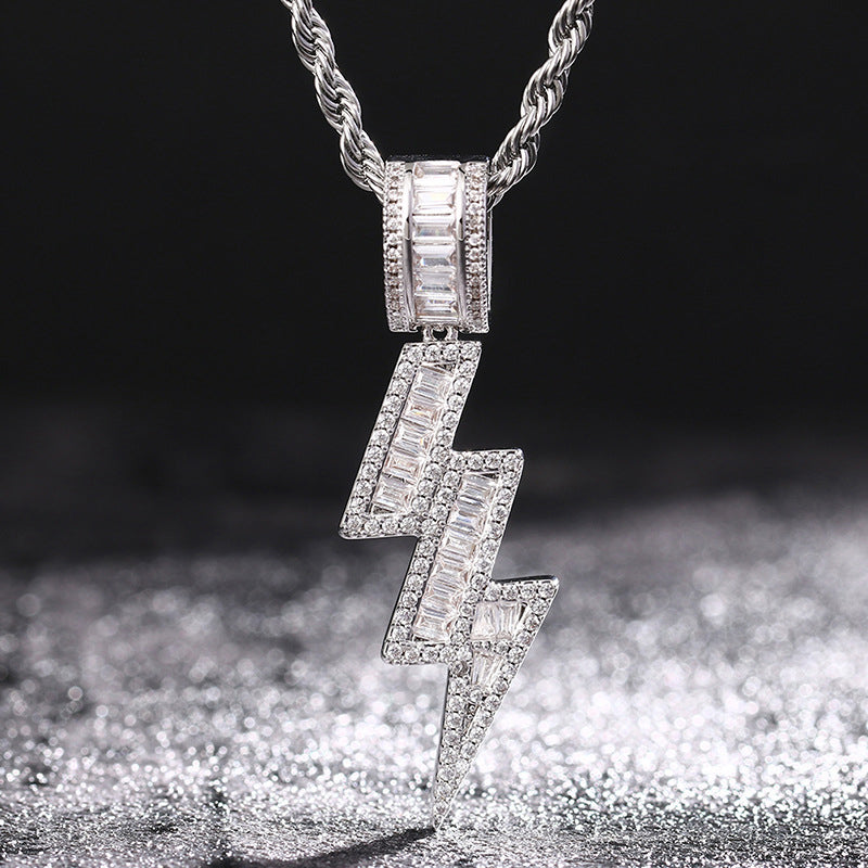 Iced Baguette Lightning Pendant