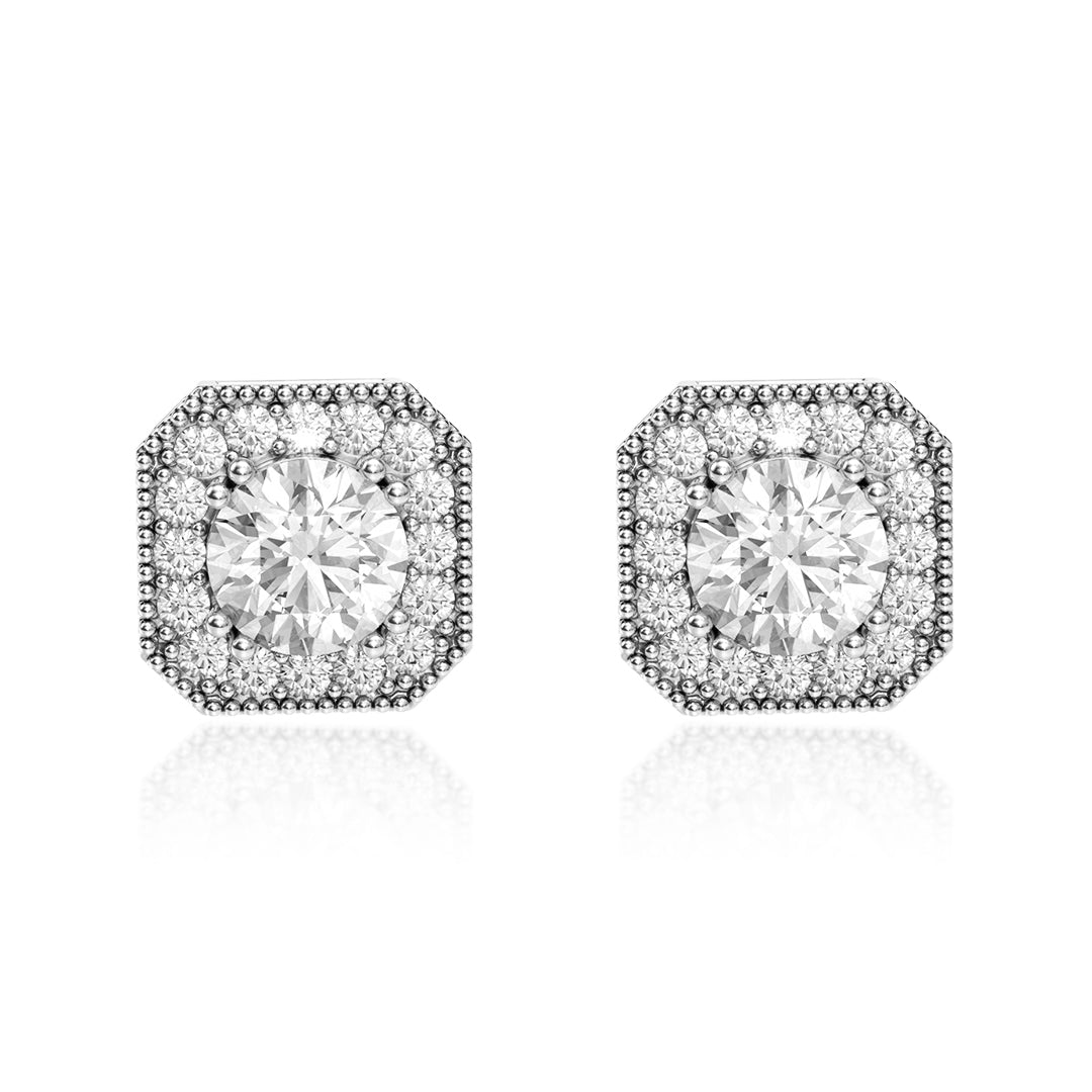 S925 Silver Moissanite Square Hola Stud Earrings