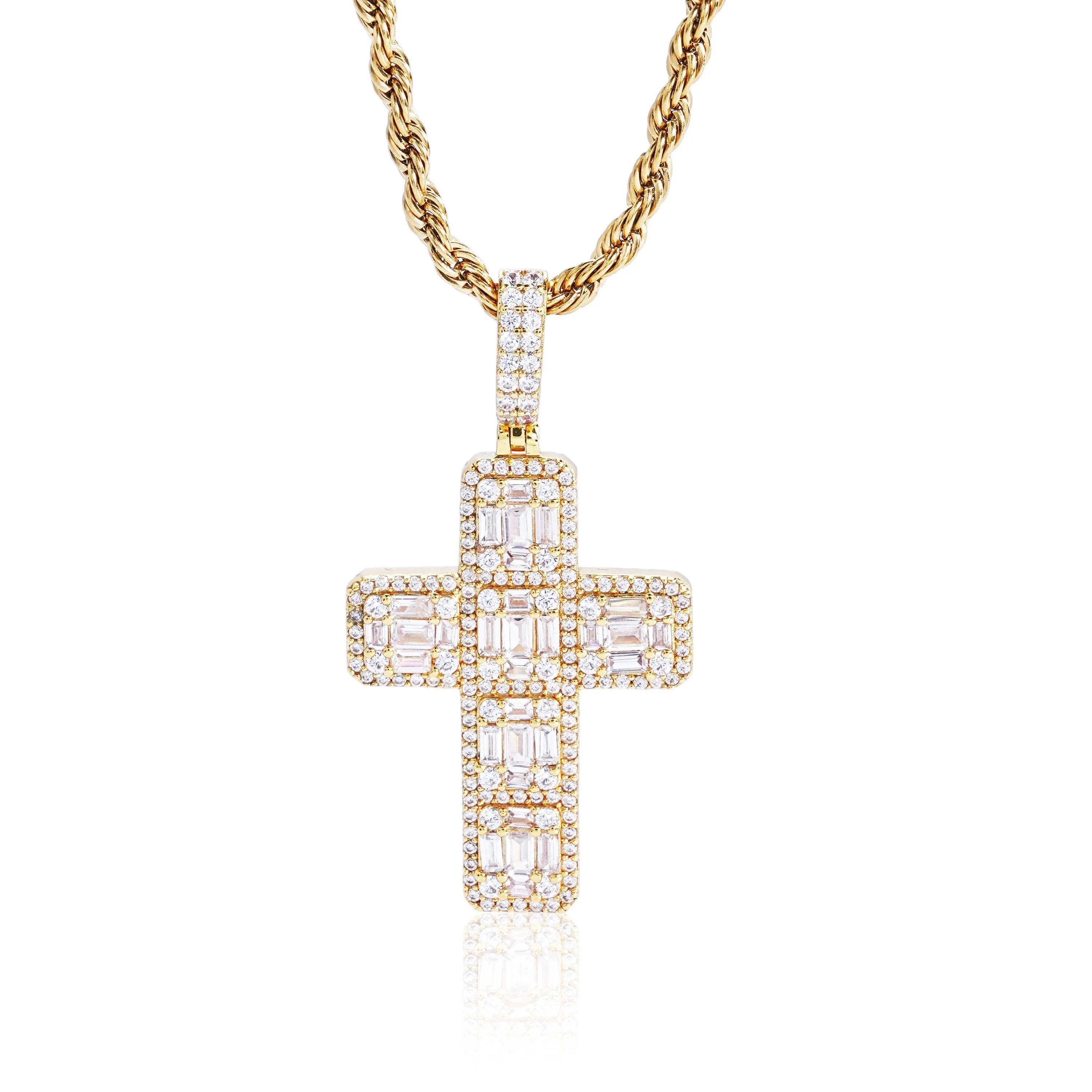 Iced Baguette Cross Pendant