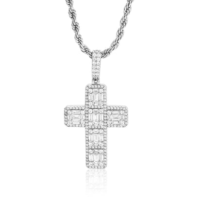 Iced Baguette Cross Pendant