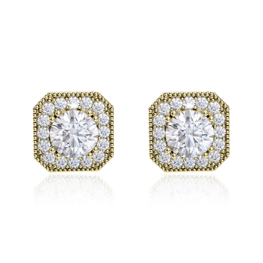 S925 Silver Moissanite Square Hola Stud Earrings