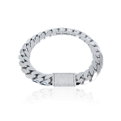 S925 Moissanite Clasp Prong Miami Cuban Bracelet