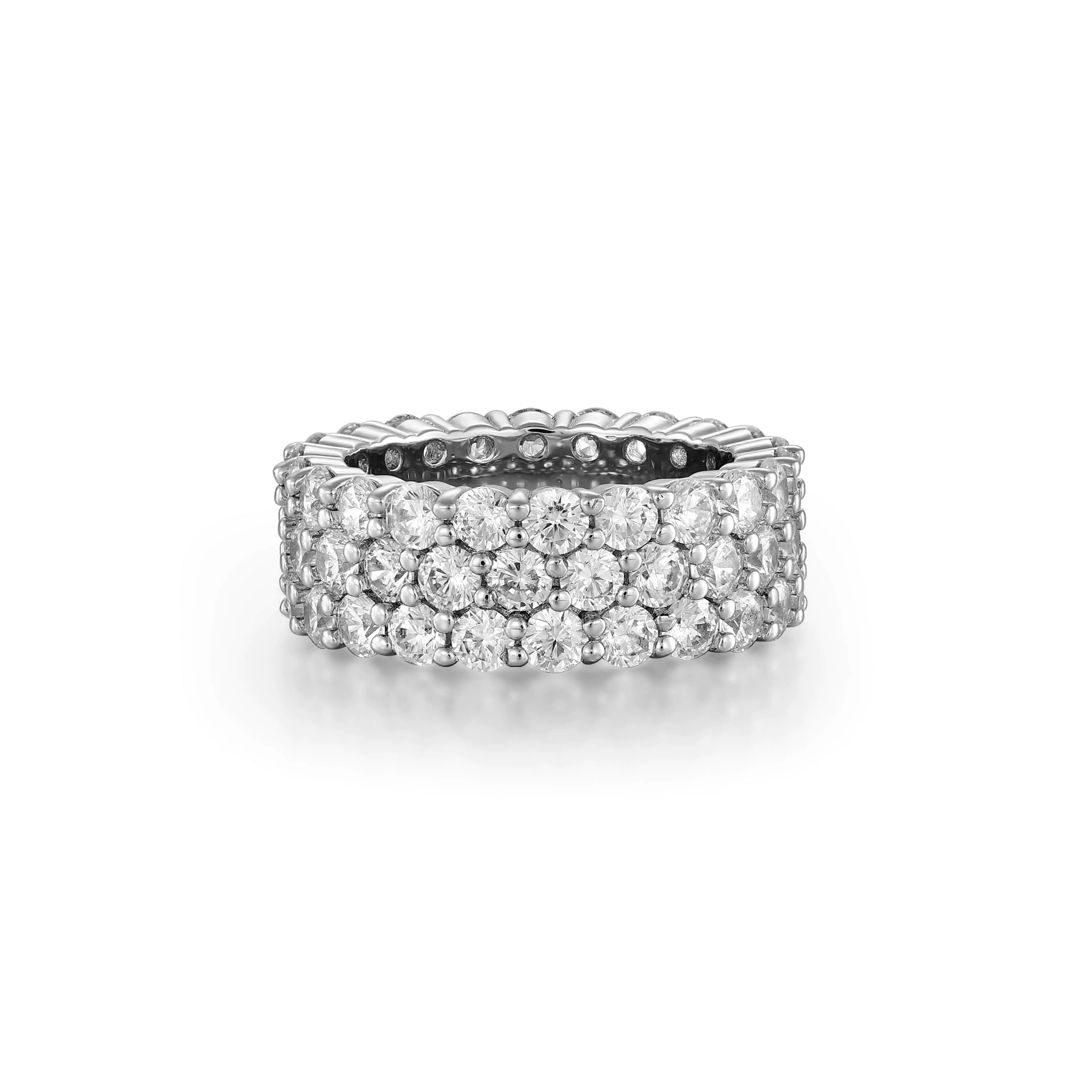 S925 Moissanite Three Row  Eternity Ring