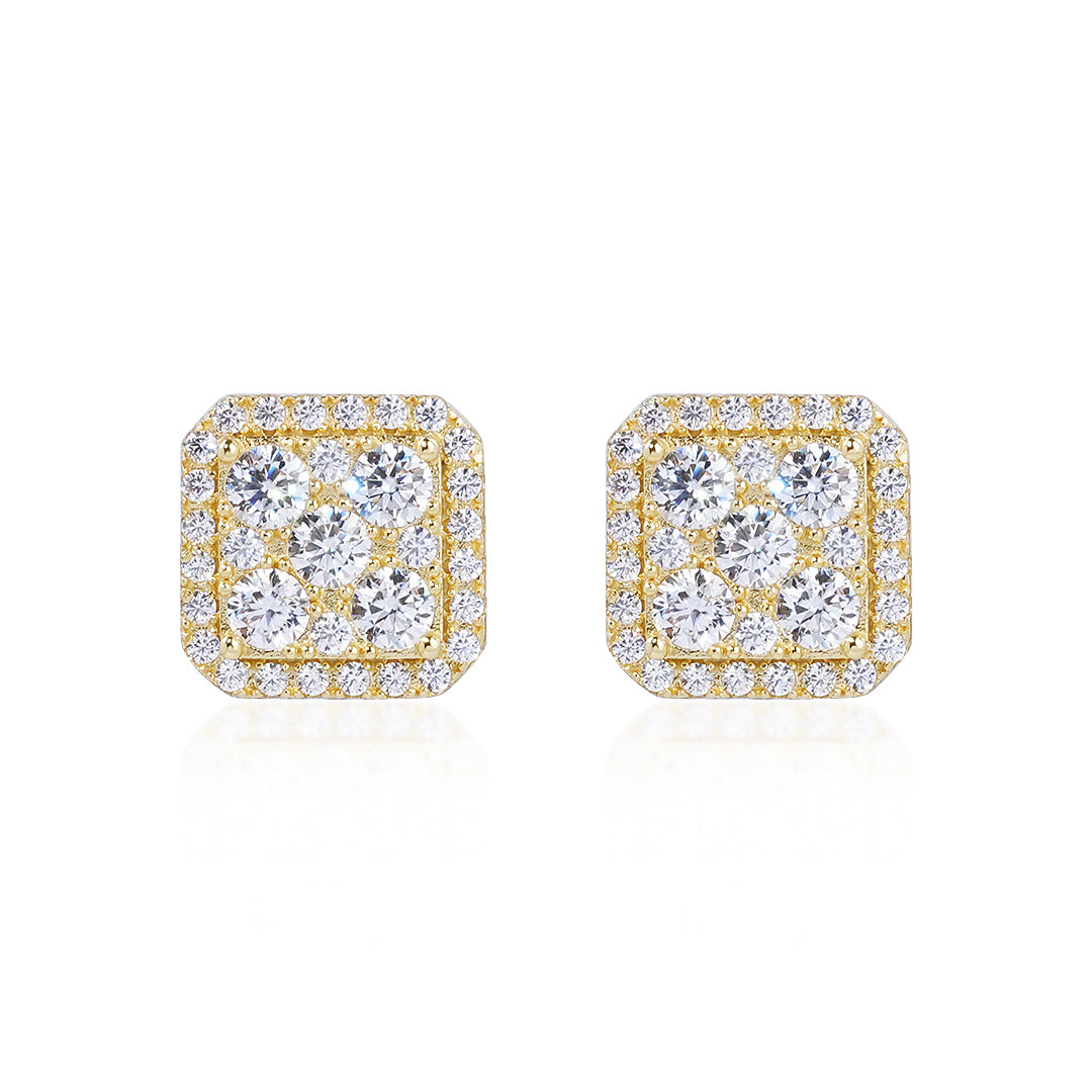 S925 Square Princess Cut Stud Earrings-1.6CT Total