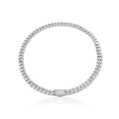 S925 Moissanite Baguette Prong  Cuban Chain