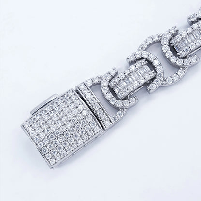 S925 Moissanite 12MM Byzantine Iced Bracelet