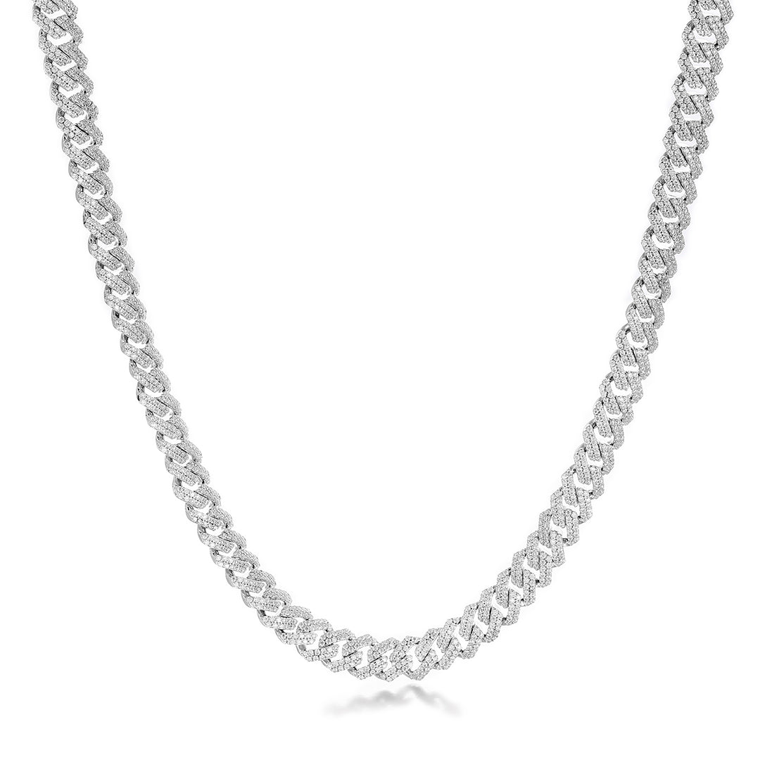 S925 Moissanite Prong Cuban Chain