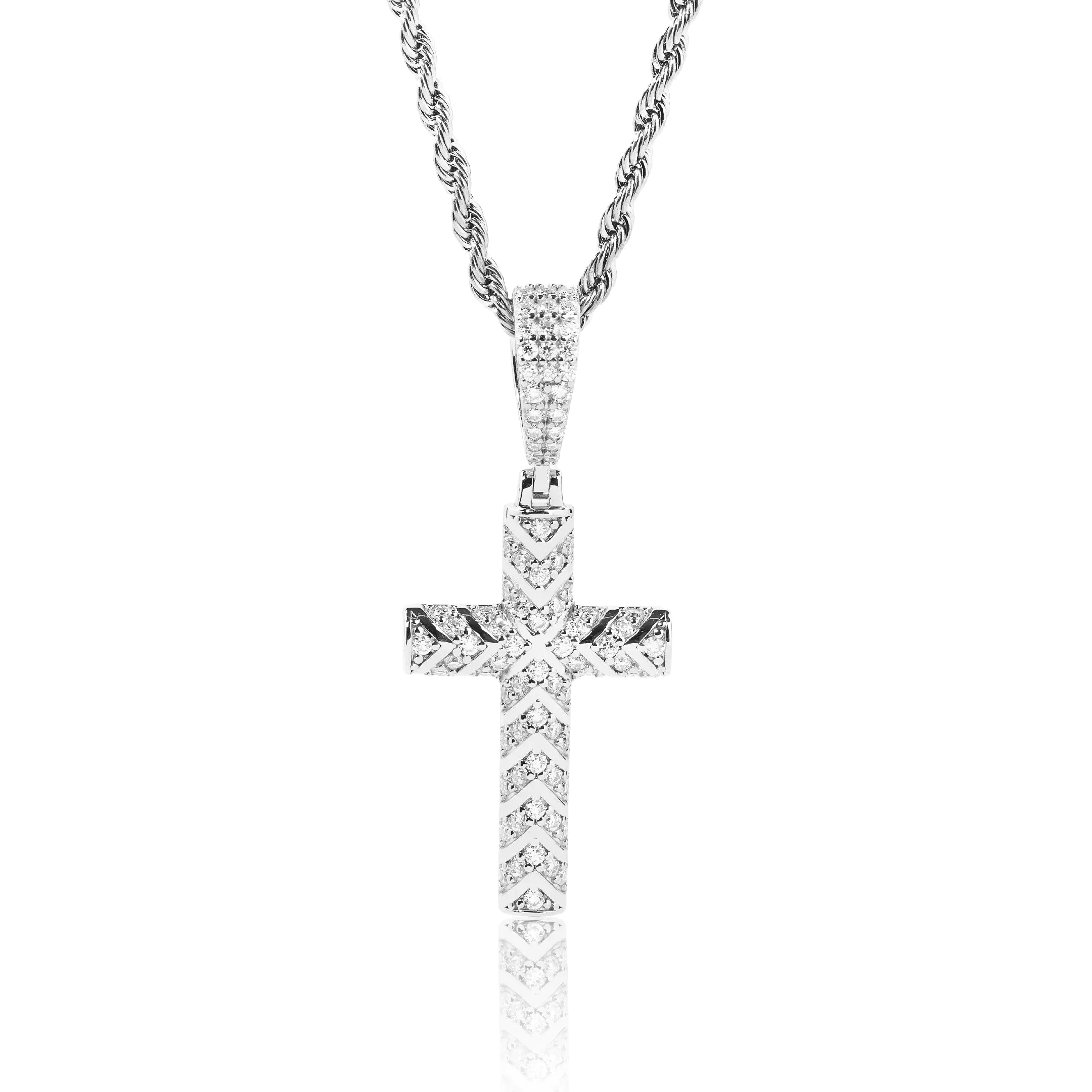 S925 Moissanite Cablee Cross Pendant