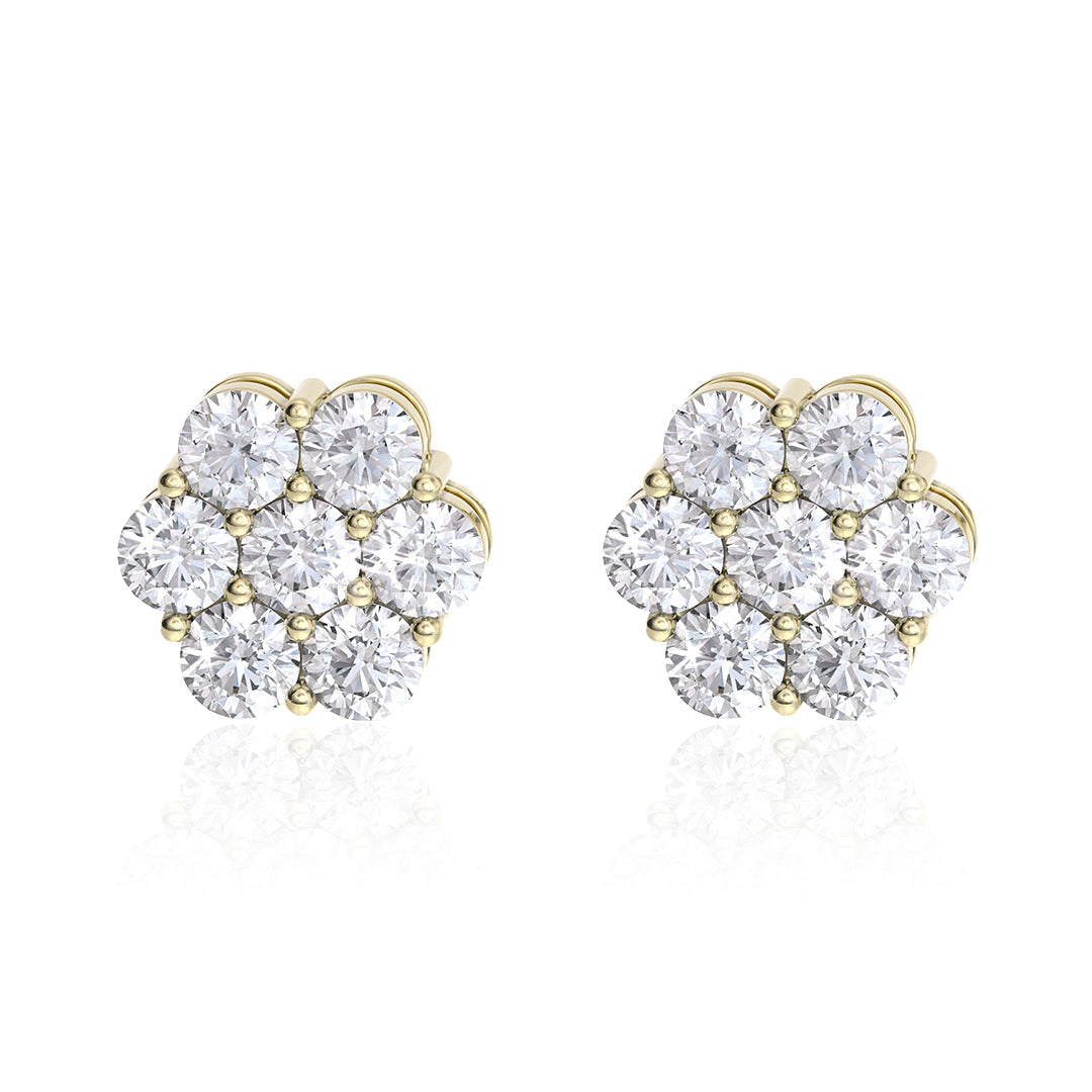 S925 Silver Moissanite Flower Cluster Stud Earrings