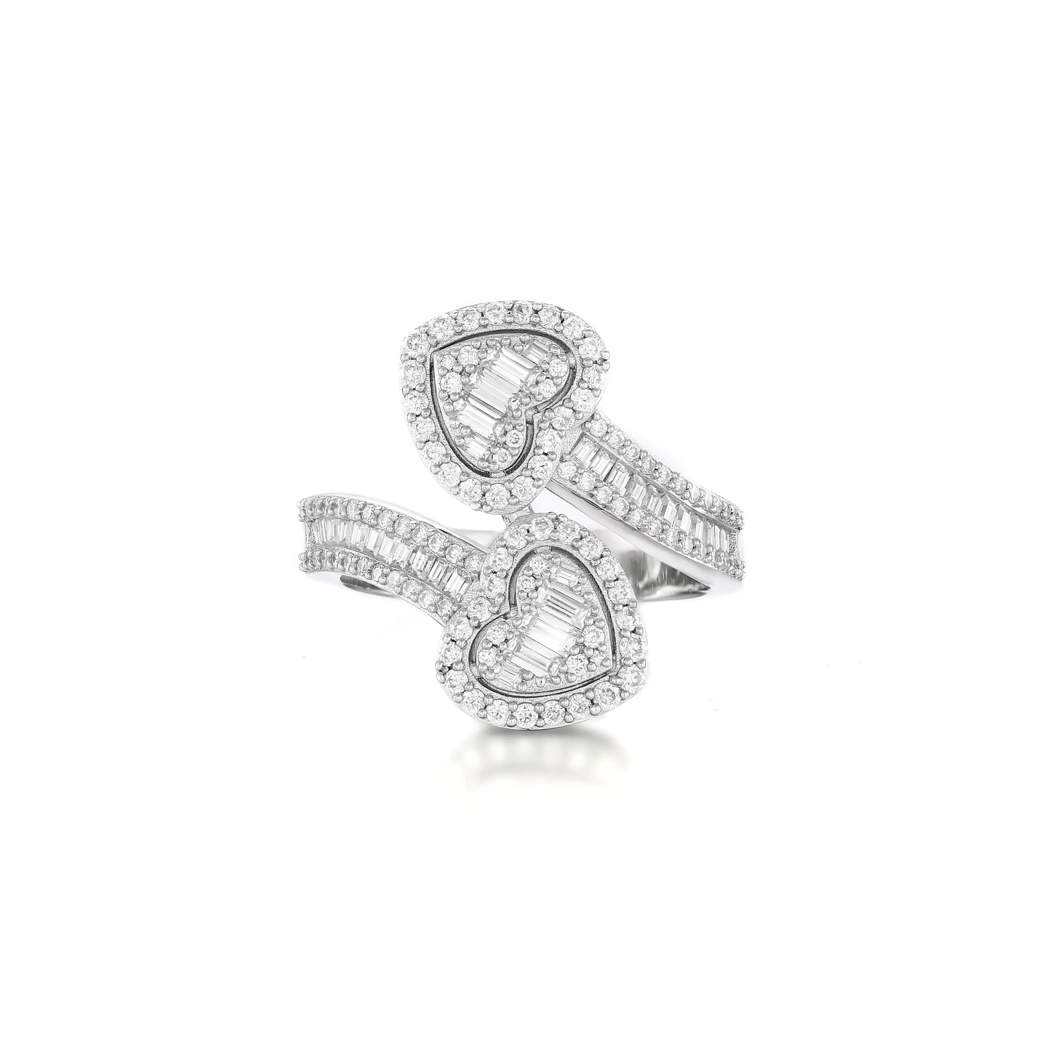 S925 Moissanite Baguette Heart Ring