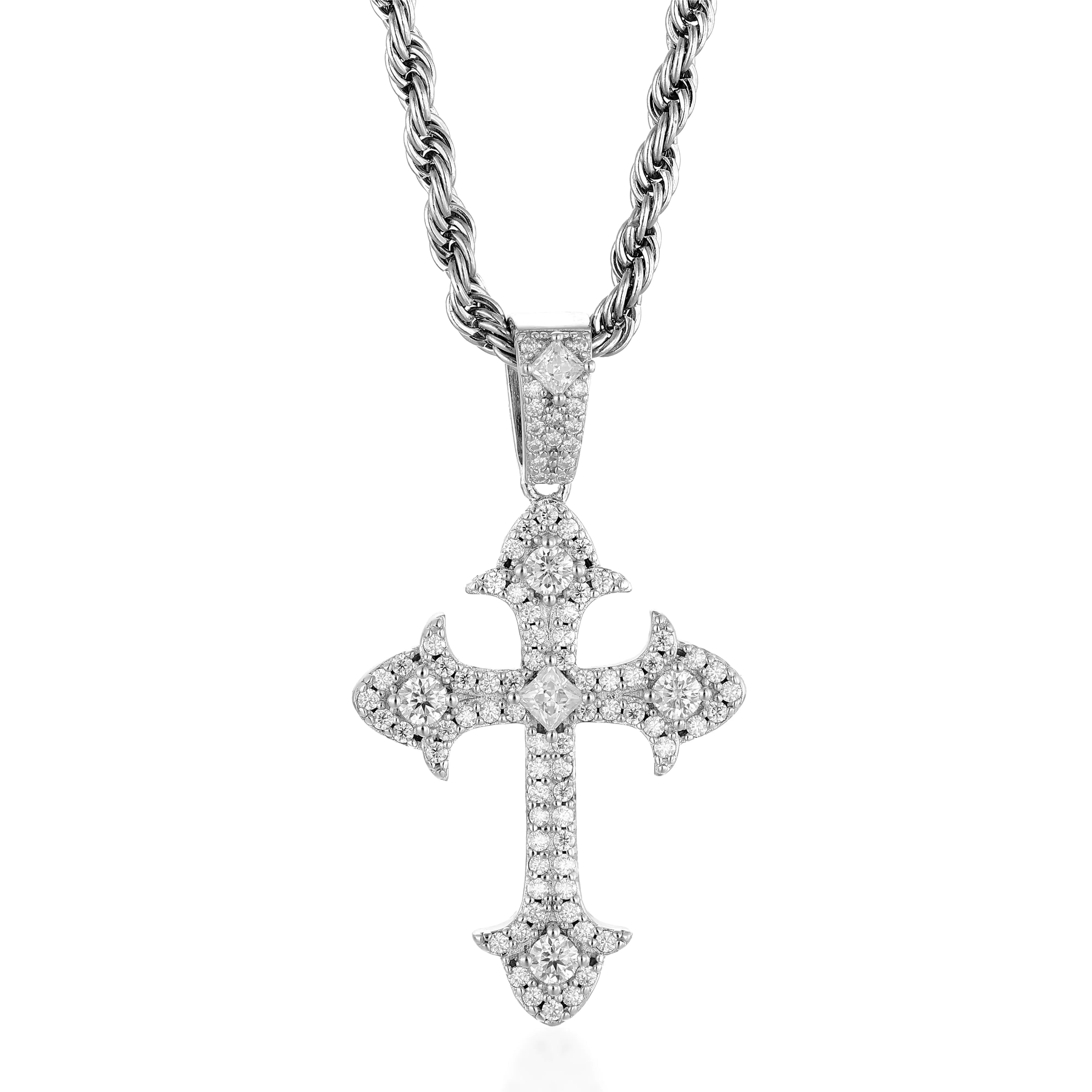 S925  Moissanite Catholic Cross Pendant