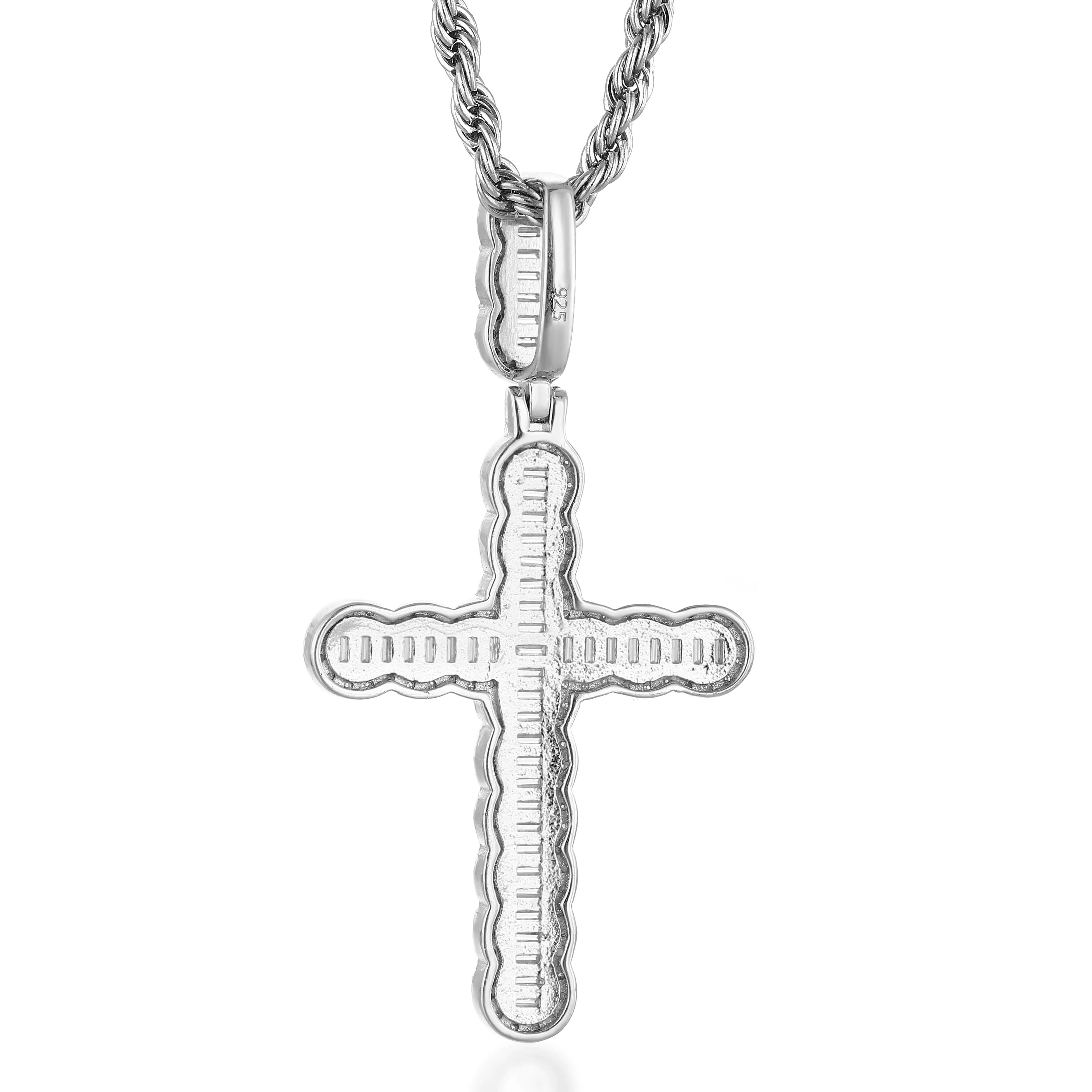 S925  Moissanite Baguette Cross Pendant