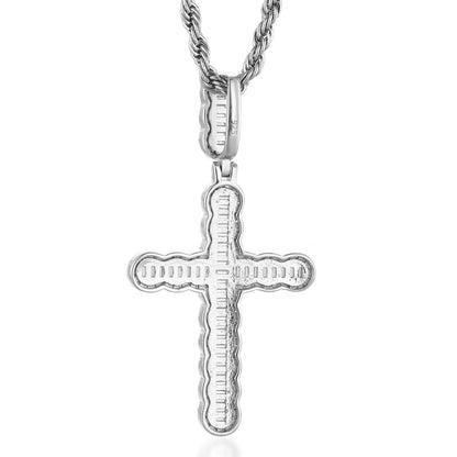 S925  Moissanite Baguette Cross Pendant