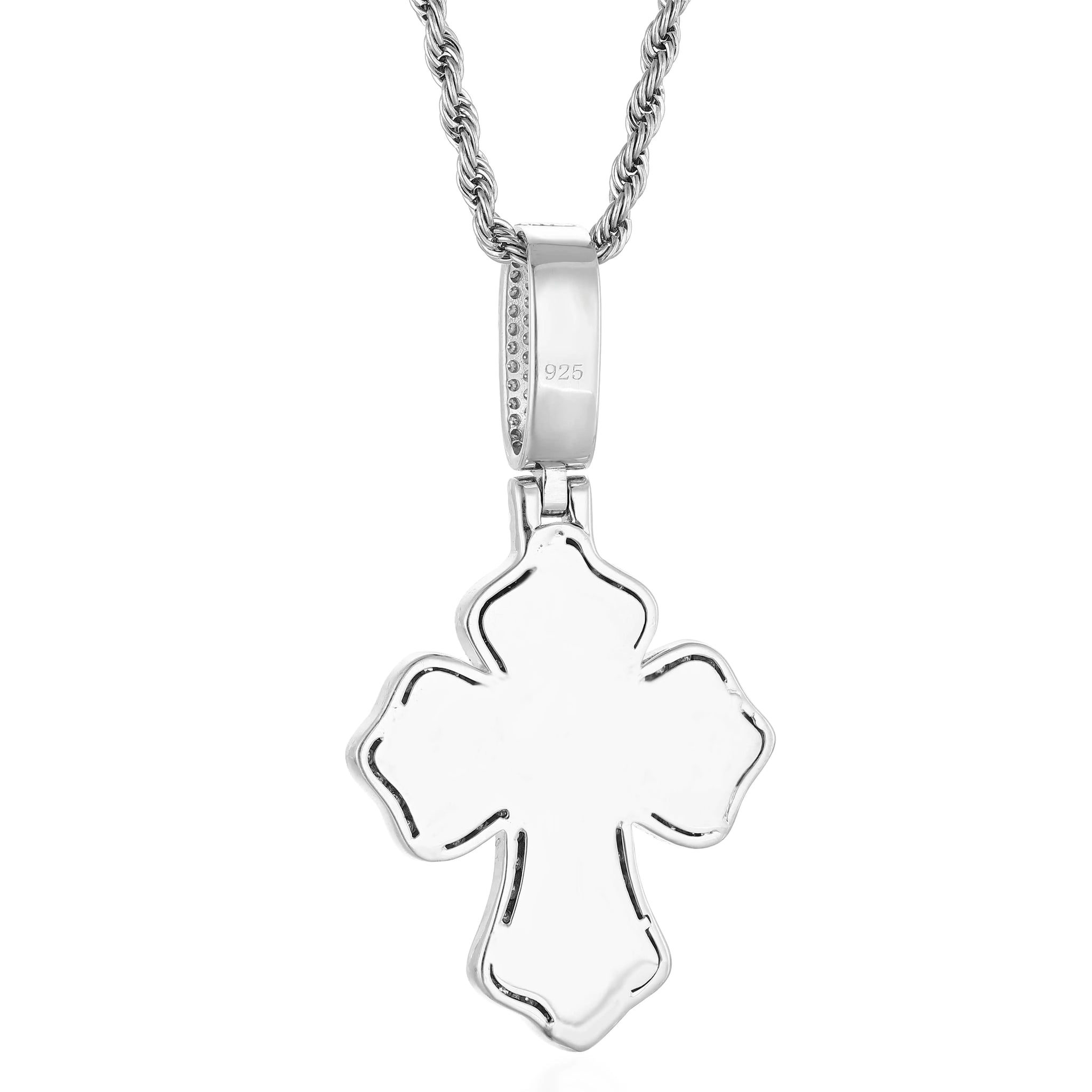 S925  Moissanite Baguette Cluster Cross Pendant