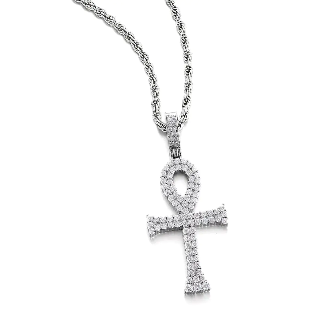 S925  Moissanite Ankh Pendant