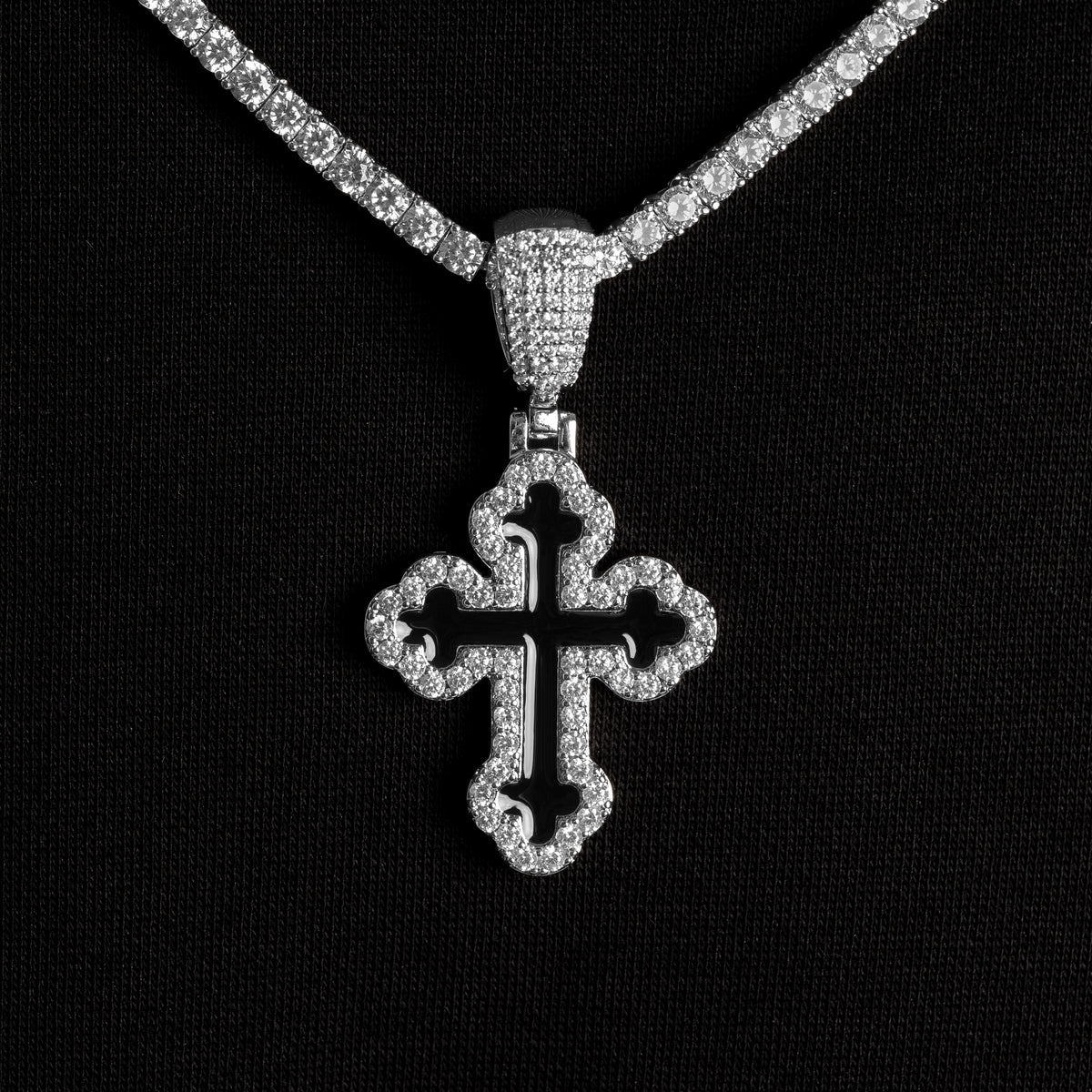 Black Enamel Cross Pendant