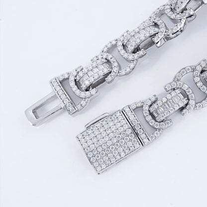 S925 Moissanite 12MM Byzantine Iced Bracelet