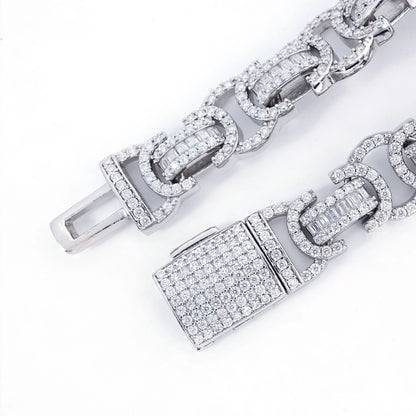 S925 Moissanite 12MM Byzantine Iced Chain